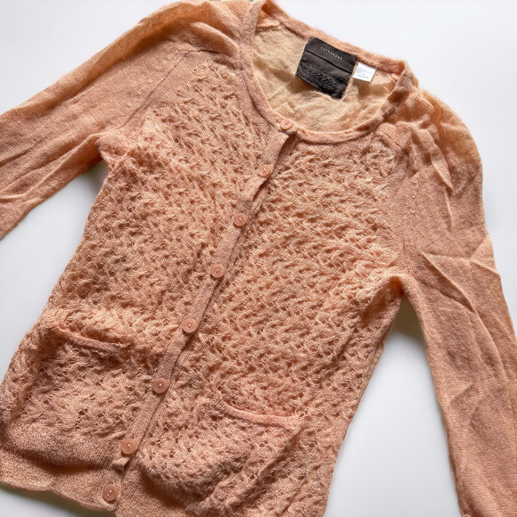 Anthropologie Guinevere Peach Pink Wool Blend Cardigan - Picture 1 of 6